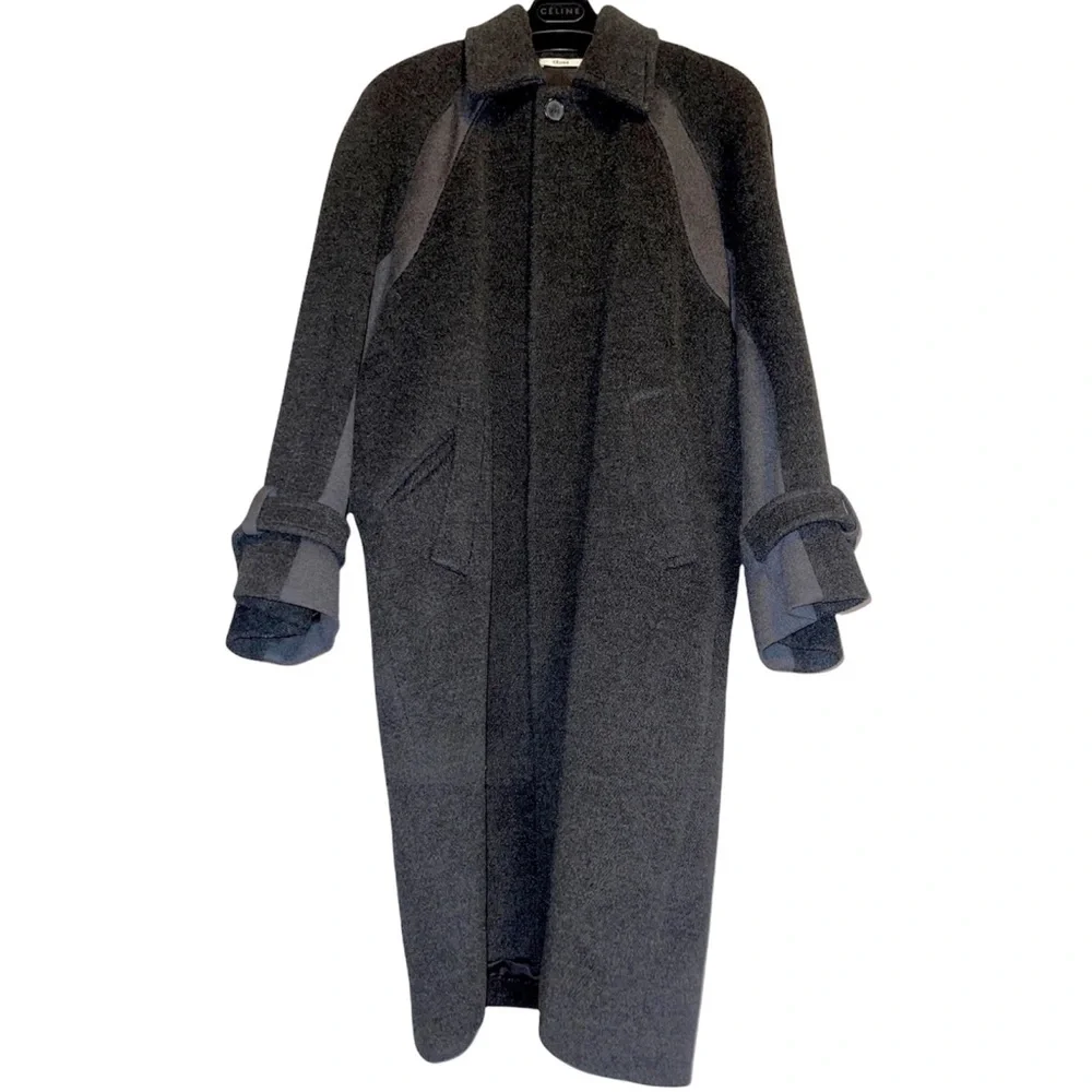 CÉLINE DARK GRAY WOOL & CASHMERE OVERSIZED COCOON COAT SIZE 38 PHOEBE PHILO - Picture 4 of 10